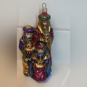 Hand-blown hand-painted glass ornament. Featuring the Three Kings/Wise Men.